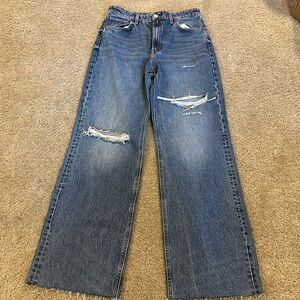 Zara Wide Leg Distressed Jeans